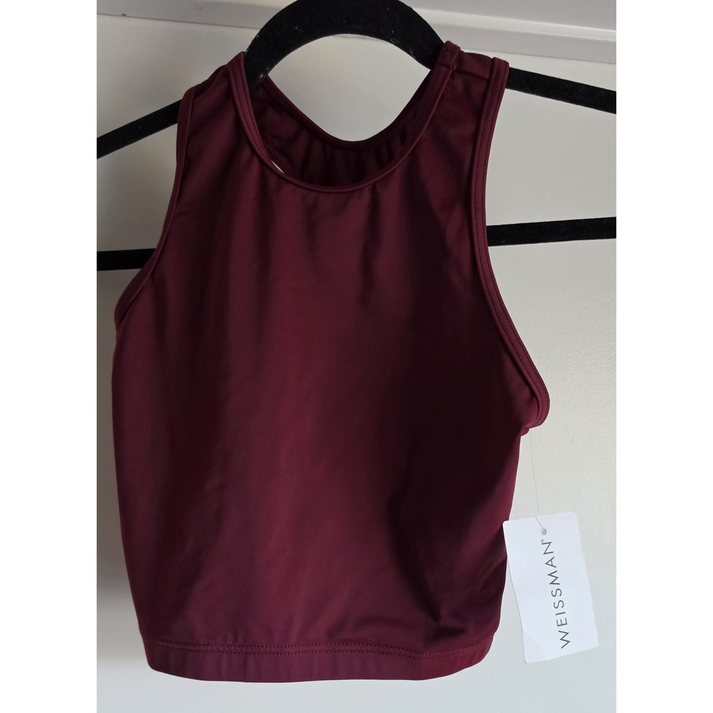 NWT Weissman Tank Top XSA Maroon Sleeveless Round Neck Solid Athletic Cami